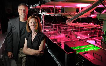 Margaret Murnane, a physicist at the University of Colorado at Boulder, is the principal investigator for the New Science and Technology Center on Real-Time Functional Imaging. Murnane is seen here with Henry Kapteyn of the Joint Institute for Laboratory Astrophysics (JILA).