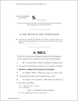 American Innovation and Competitiveness Act